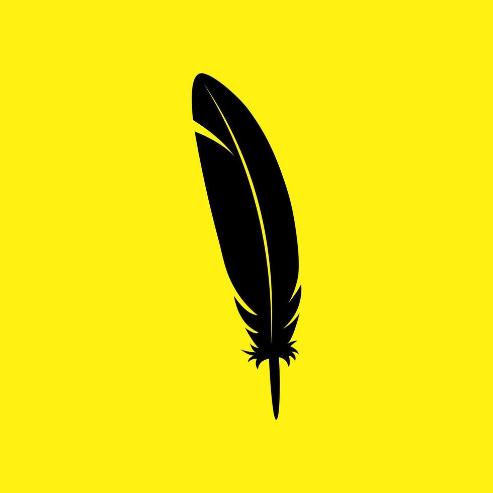 Minimalist Feather Silhouette on Yellow vector