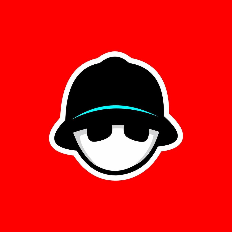 Cool Minimalist Icon with Black Hat and Sunglasses vector