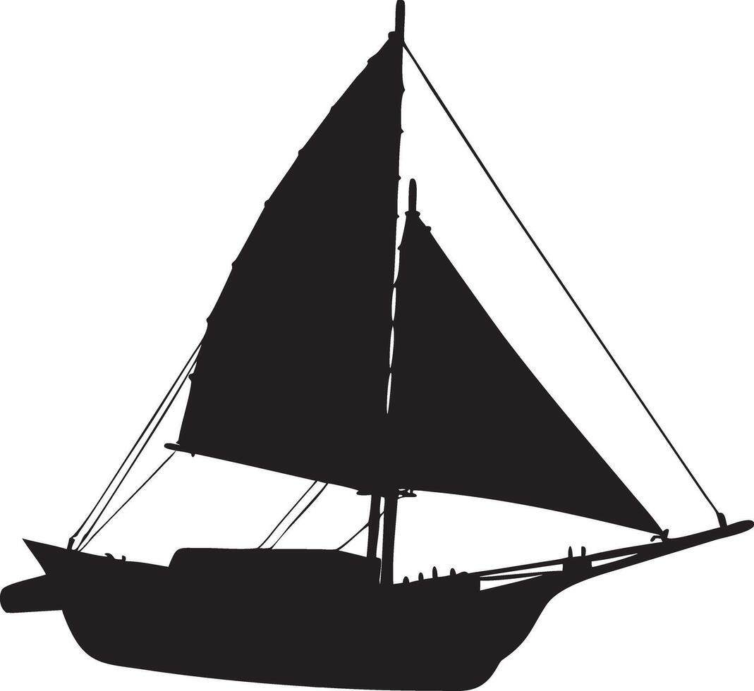 Sailing Boat Silhouette Illustration for Nautical Design vector