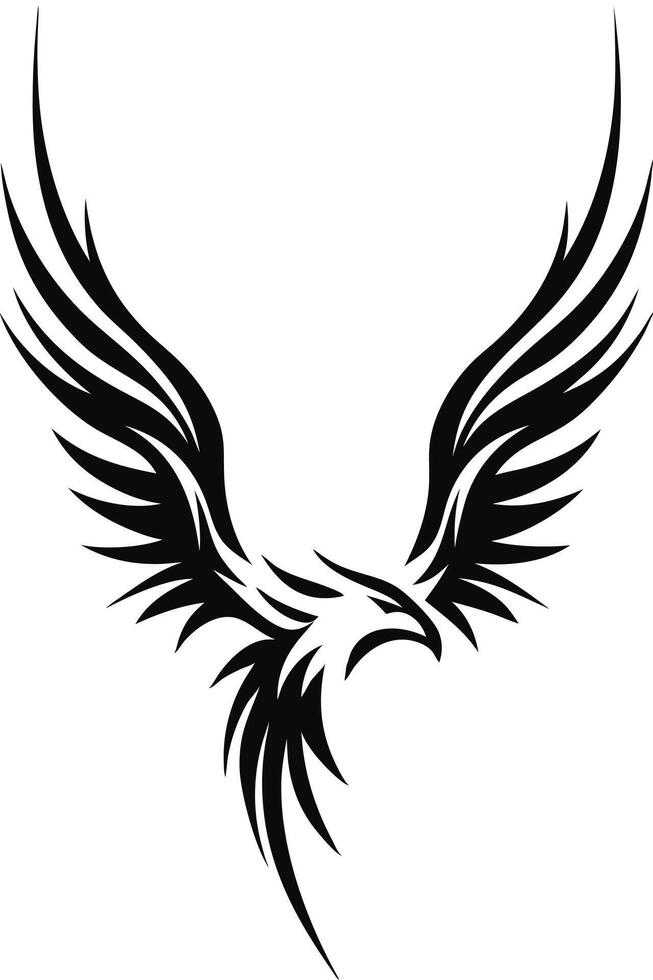 Eagle with spread wings tribal tattoo design vector
