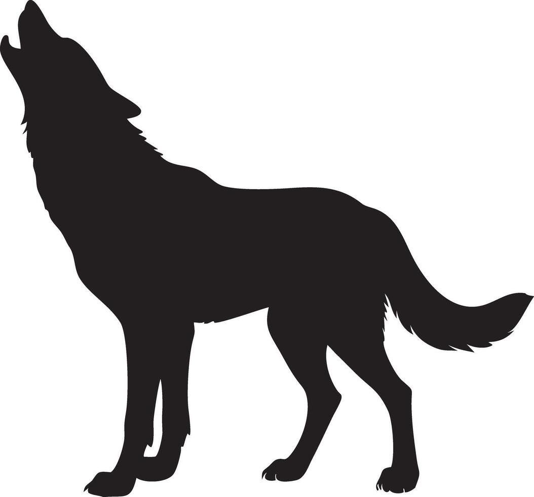 Howling Wolf Silhouette, Nature Animal. vector