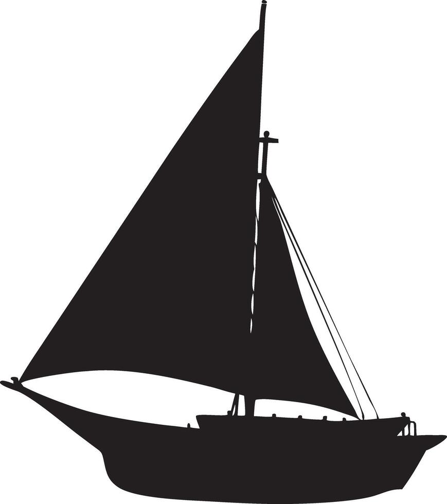 Classic Sailboat Silhouette Icon for Marine and Ocean Graphics vector