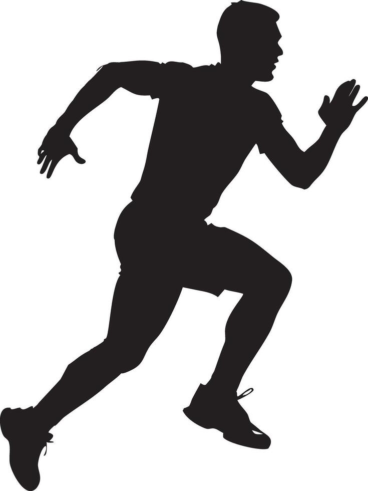 Running Man Silhouette on white background. Athlete in Motion vector