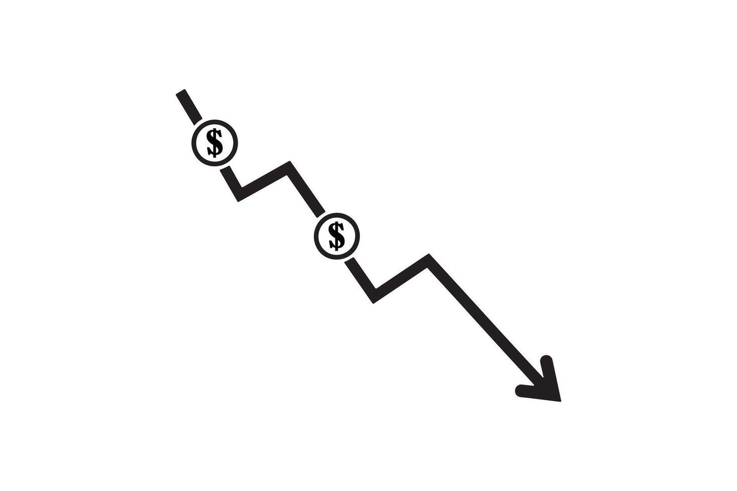 Stock Market Crash with Dollar Symbol Silhouette vector