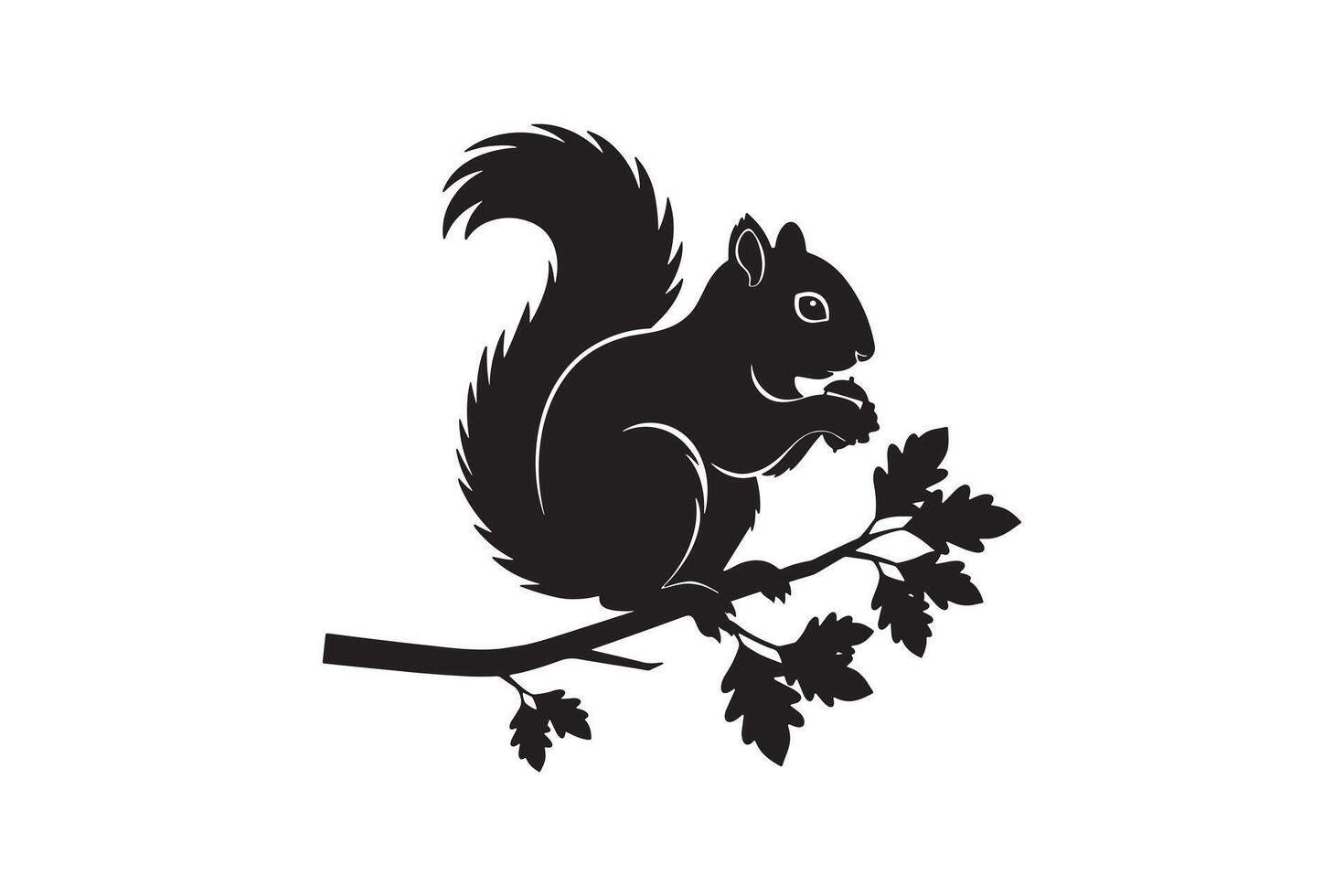 Wildlife Silhouette Squirrel Sitting on Branch vector