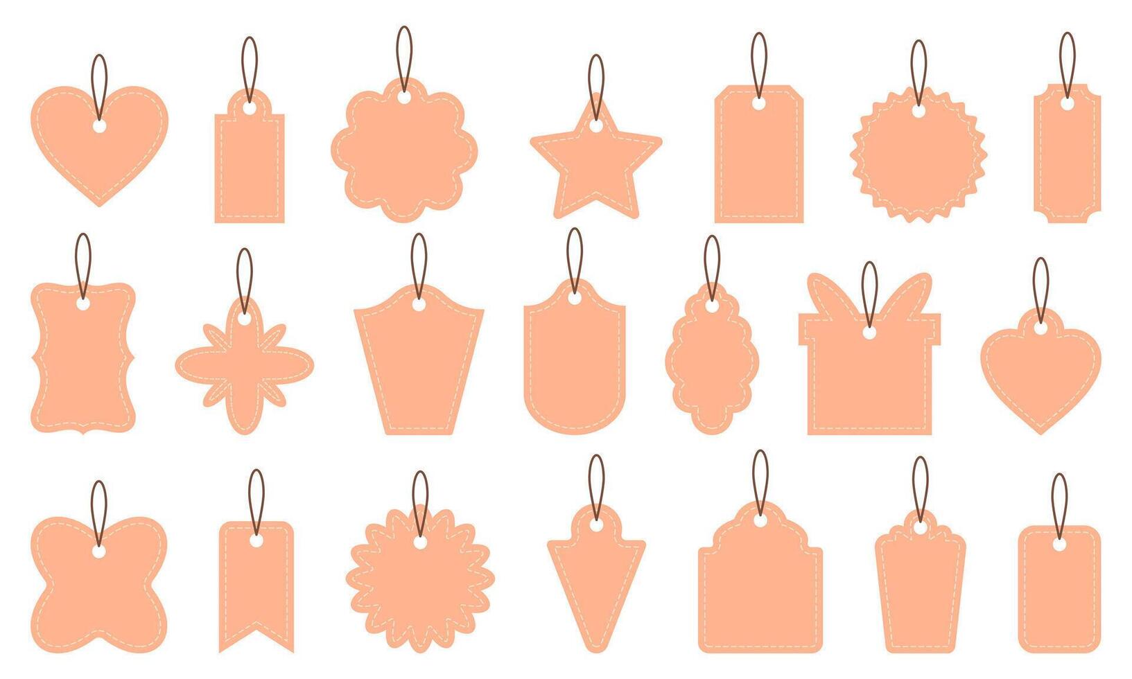 Variety of blank label tags in different shapes and sizes, designed as a illustration. Ideal for price tags, packaging, and creative projects. vector