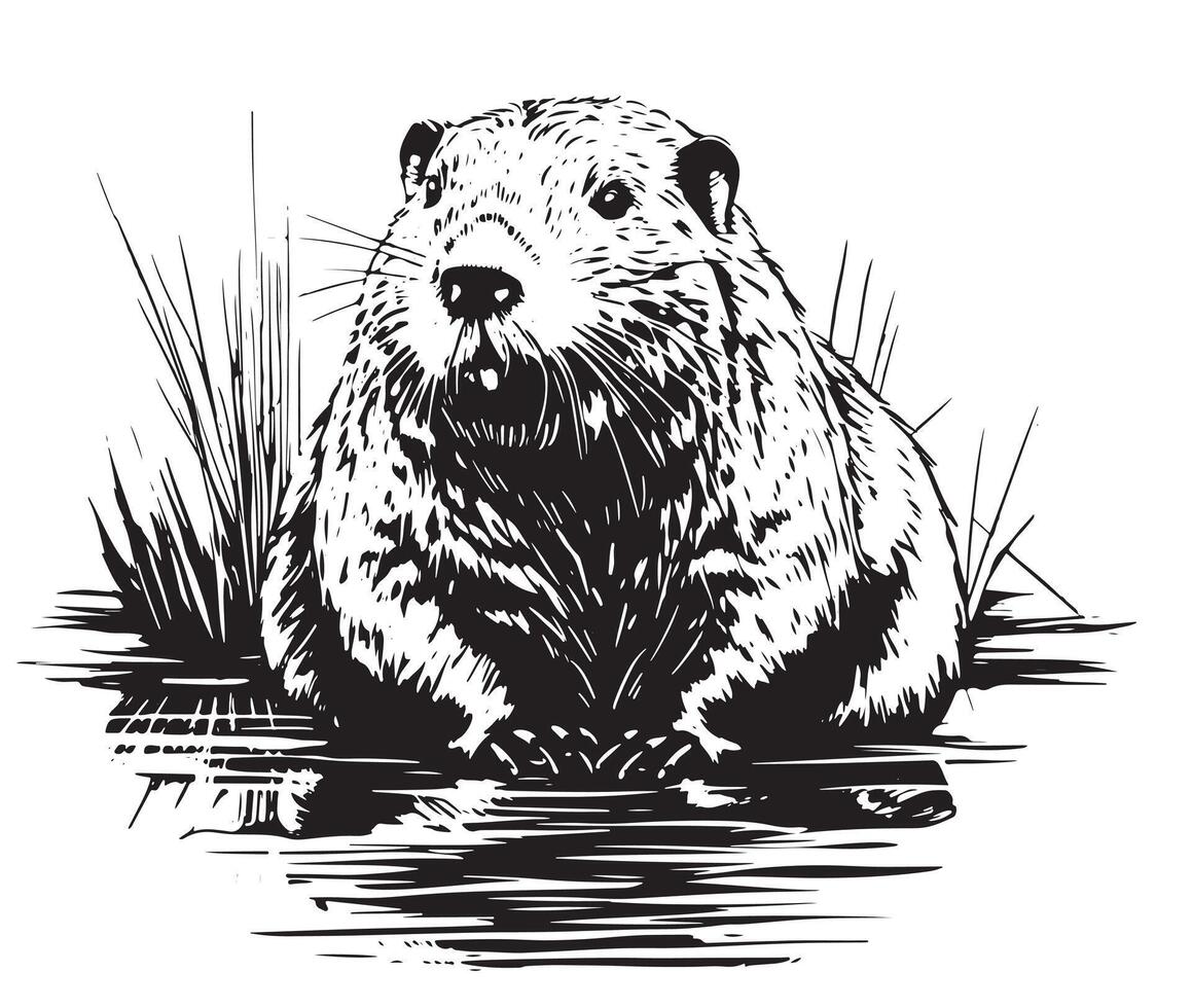 Beaver - hand drawn illustration, isolated on white vector