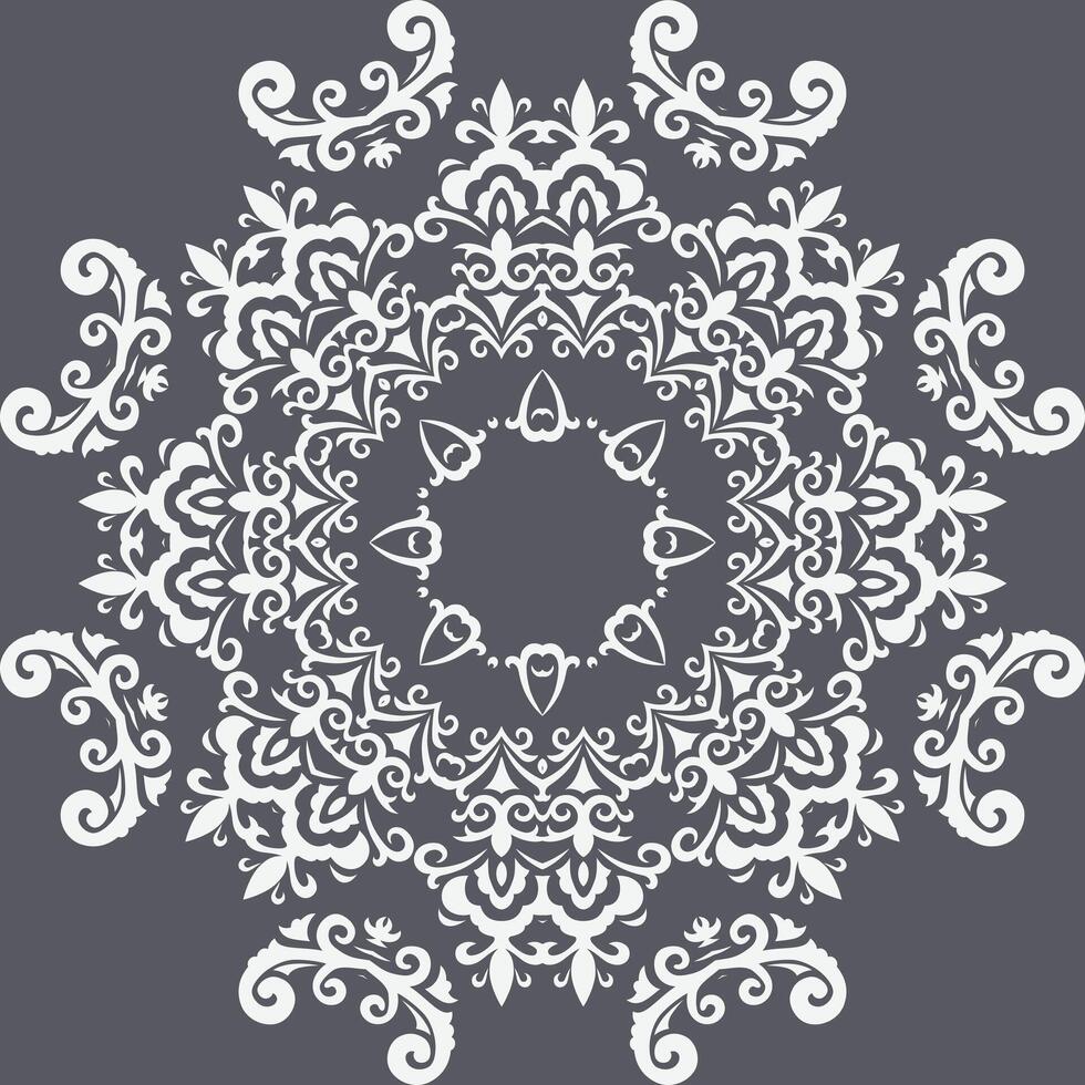 Damask Flower Nordic Abstract Geometric Pattern With Stripes Lines Folk Embroidery, Aztec Ornament Print. Design for Carpet, Wallpaper, Clothing, Wrapping, Fabric vector