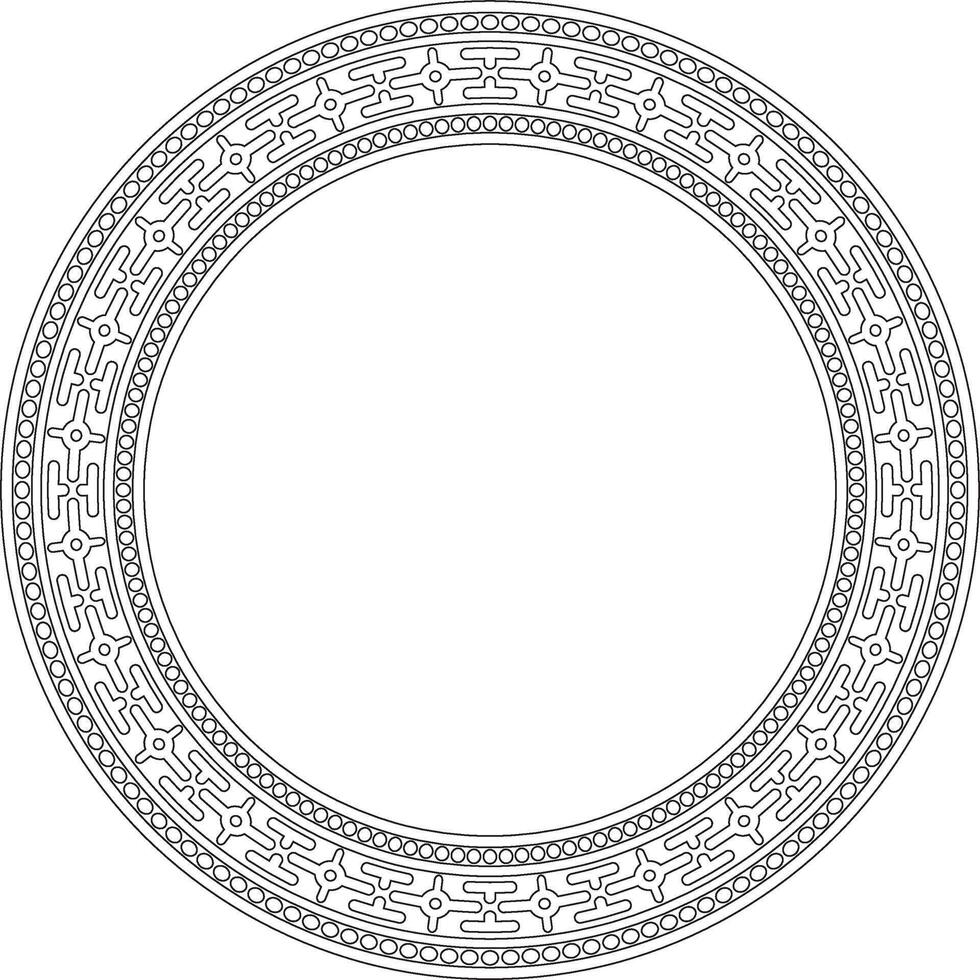 round black contour ancient Russian ornament. Slavic border, frame. Circle, ring. Painting of the royal chamber vector