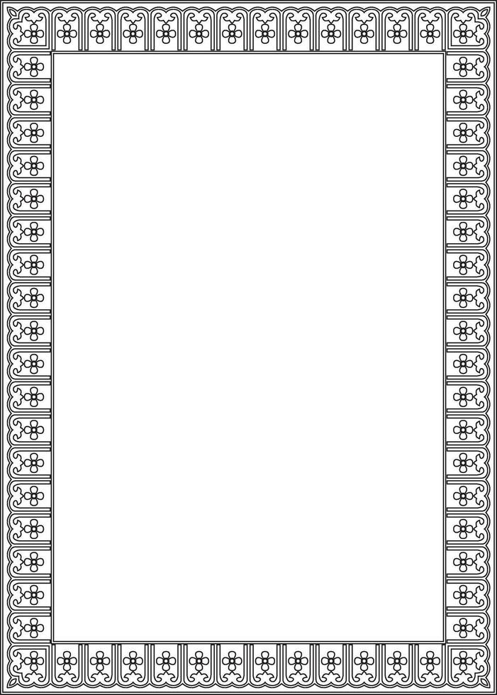 black contour Chinese rectangle, frame. Square ornaments of oriental peoples, korea, taiwan, china, indonesia vector