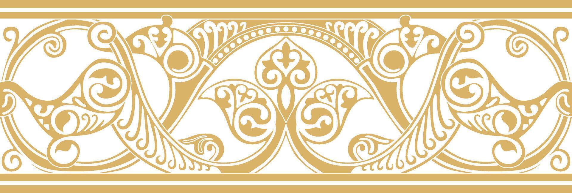 seamless golden oriental ornament. Endless Arabic patterned border, frame. vector