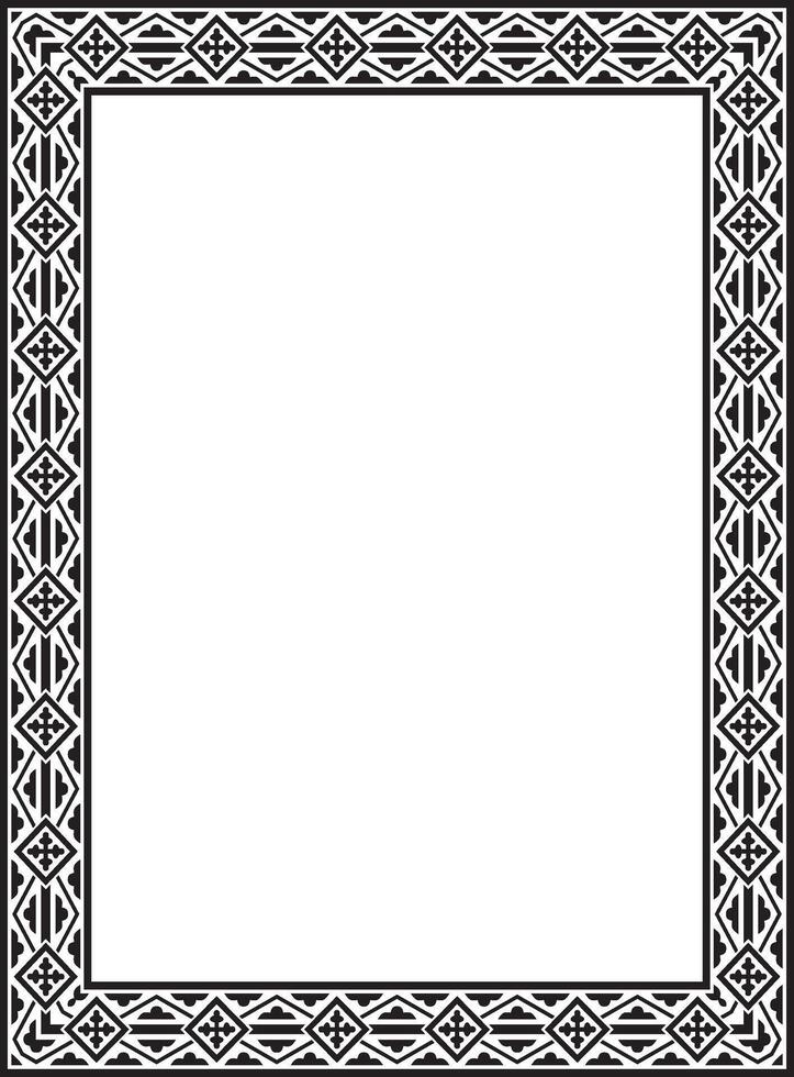 black monochrome square classic renaissance ornament. Rectangle, european border, revival frame vector