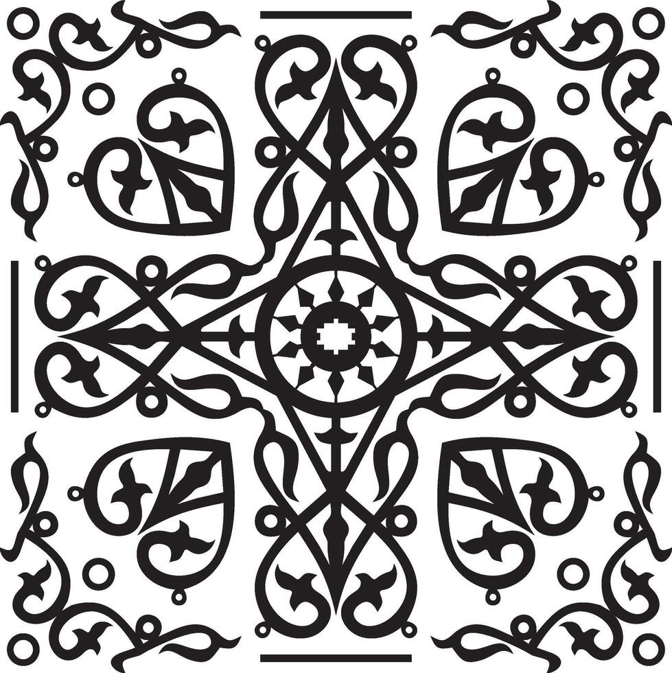 monochrome Yakut amulet. Ornaments of the peoples of Far North, Siberia, tundra, taiga vector