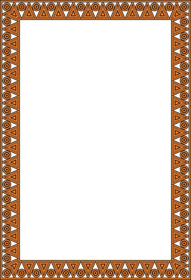 orange and black native american folk ornament. Square border, frame of the peoples of America, Aztec, Inca vector