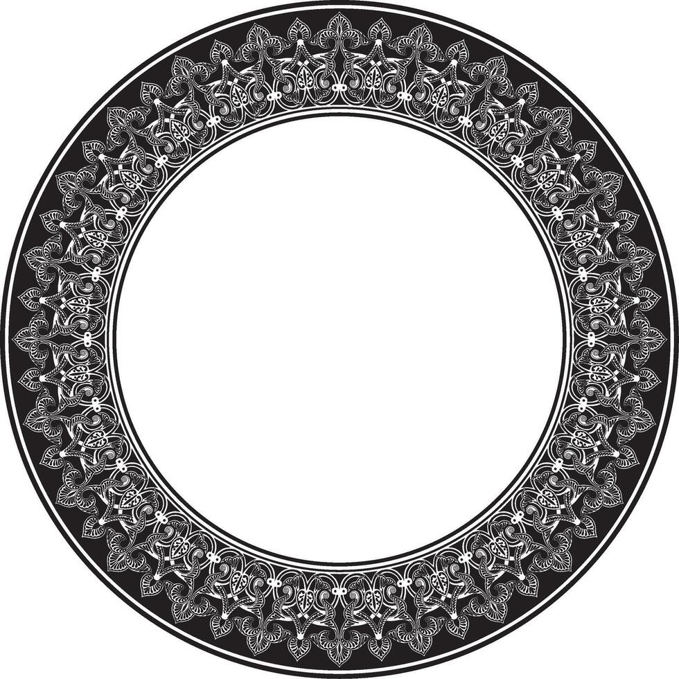 monochrome round oriental ornament. Arabic patterned circle of Iran, Iraq, Turkey, Syria. Persian frame, border. For sandblasting, plotter cutting vector