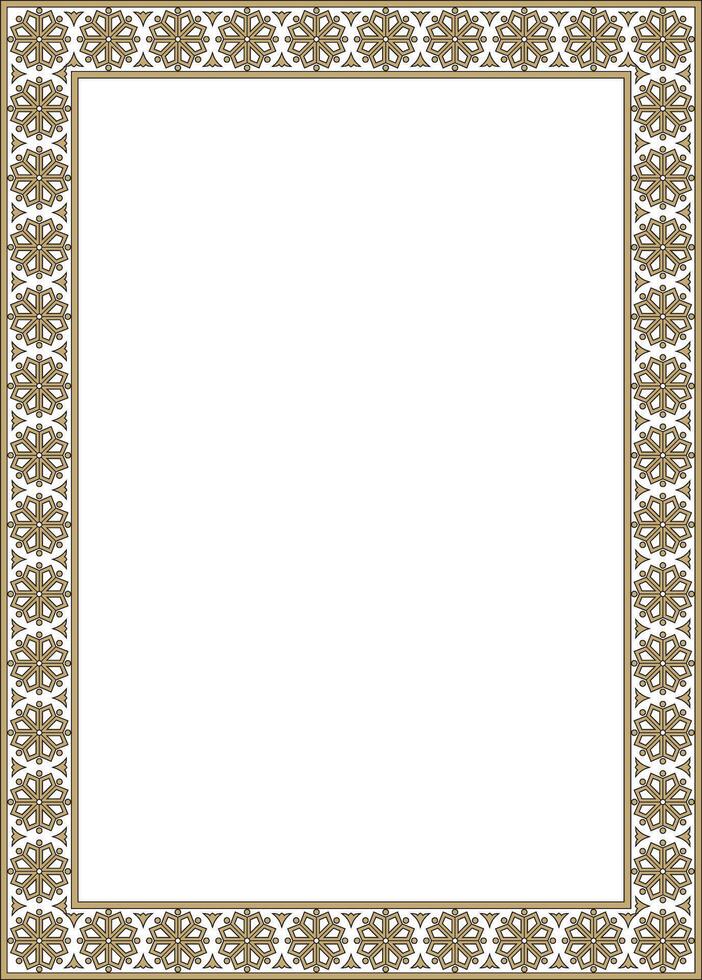 square gold and black ancient Russian ornament. Slavic rectangle, border, frame. Paint of royal chambers. vector