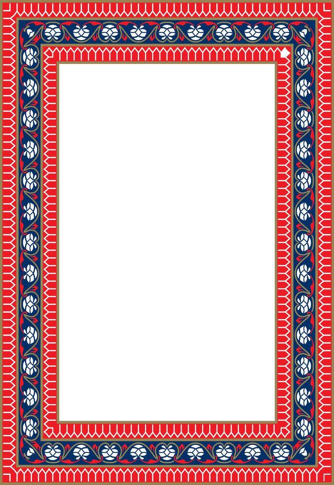 colored square Turkish national ornament. Ottoman border, frame. Ethnic floral rectangle, Seljuk Turks pattern. Decor of the Sultan's palaces. vector