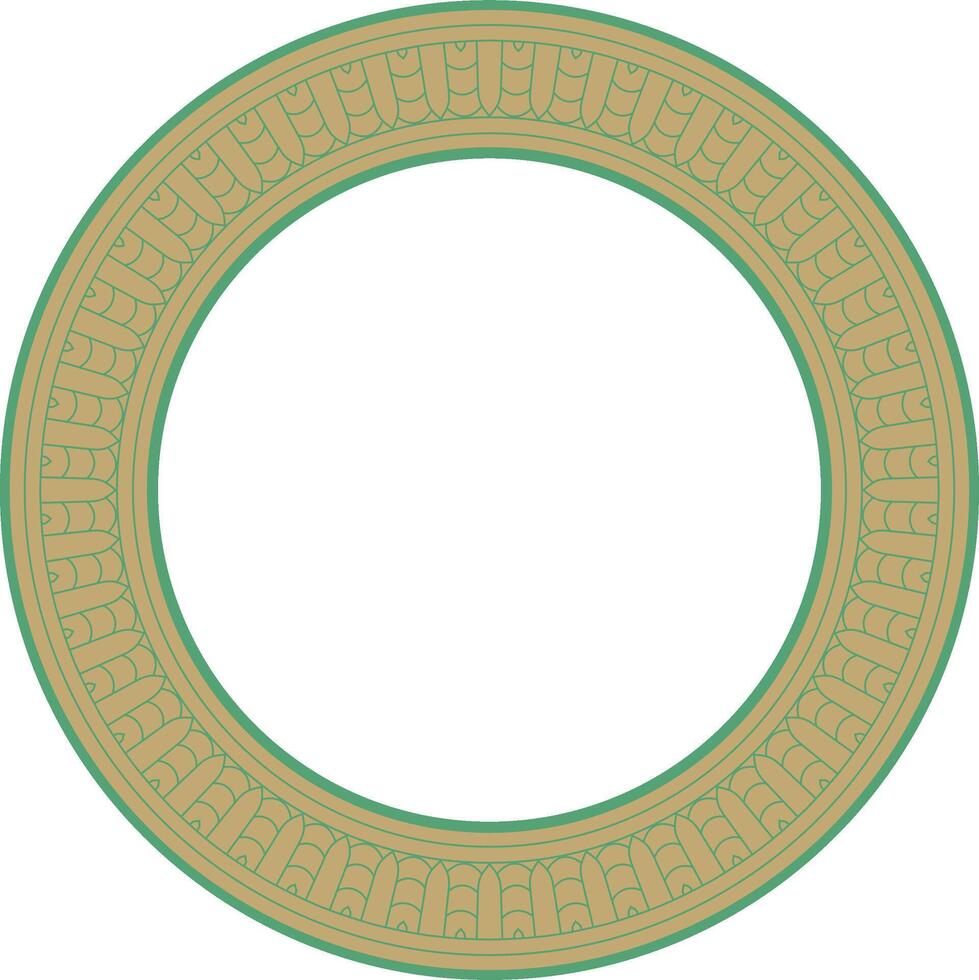 gold with green round Egyptian ornament. Circle, frame, ring of ancient Egypt vector