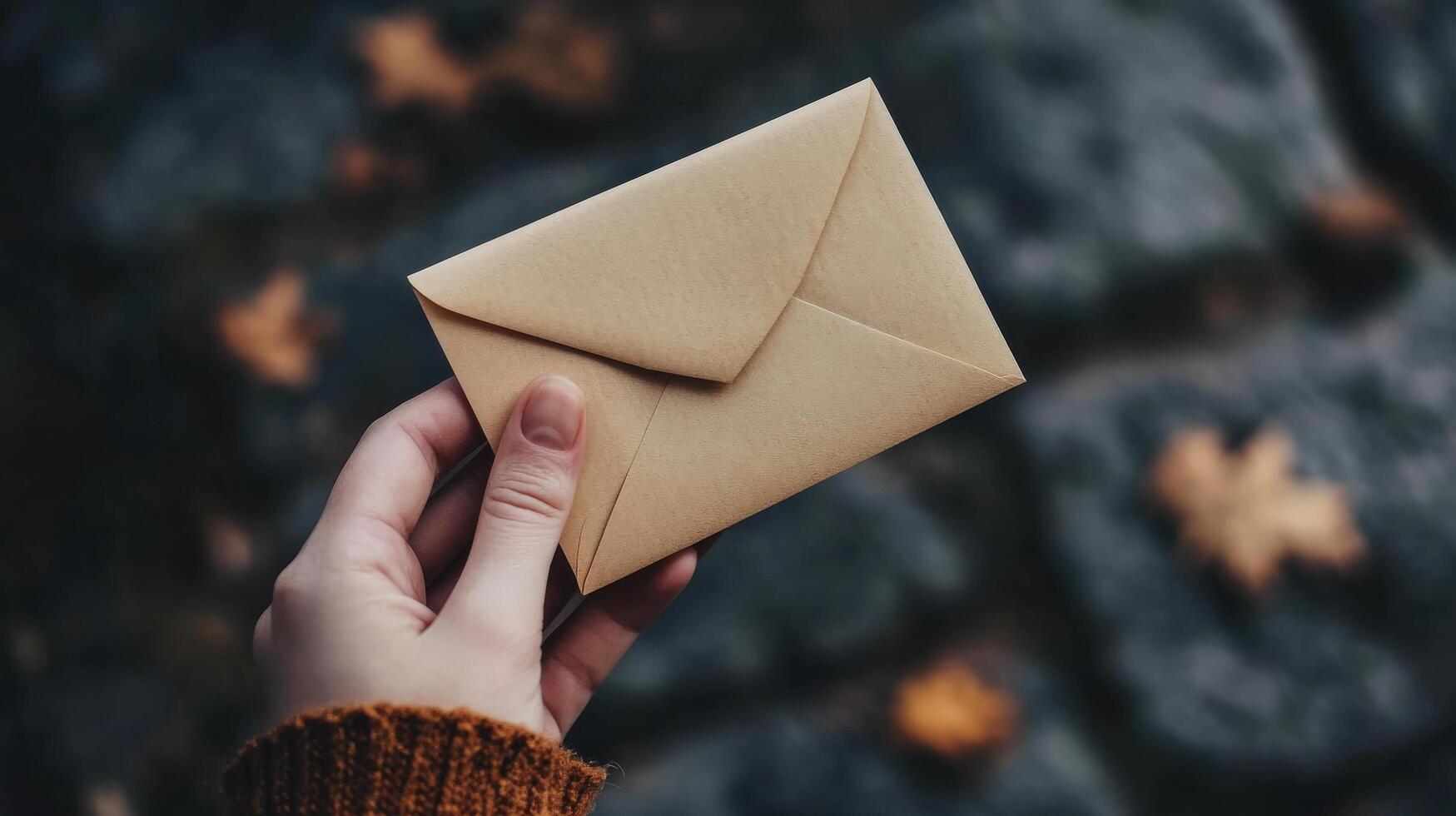 A person holding an envelope with a brown envelope photo