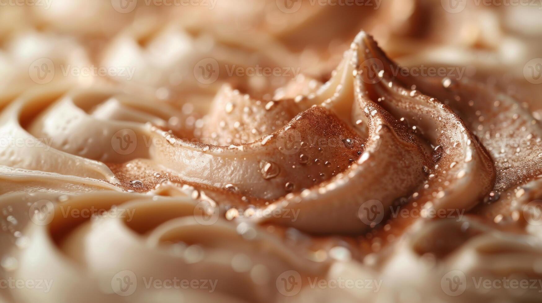 Chocolate frosting with glossy water droplets, capturing rich texture and creamy indulgence. Perfect for desserts, baking inspiration, and sweet creations photo