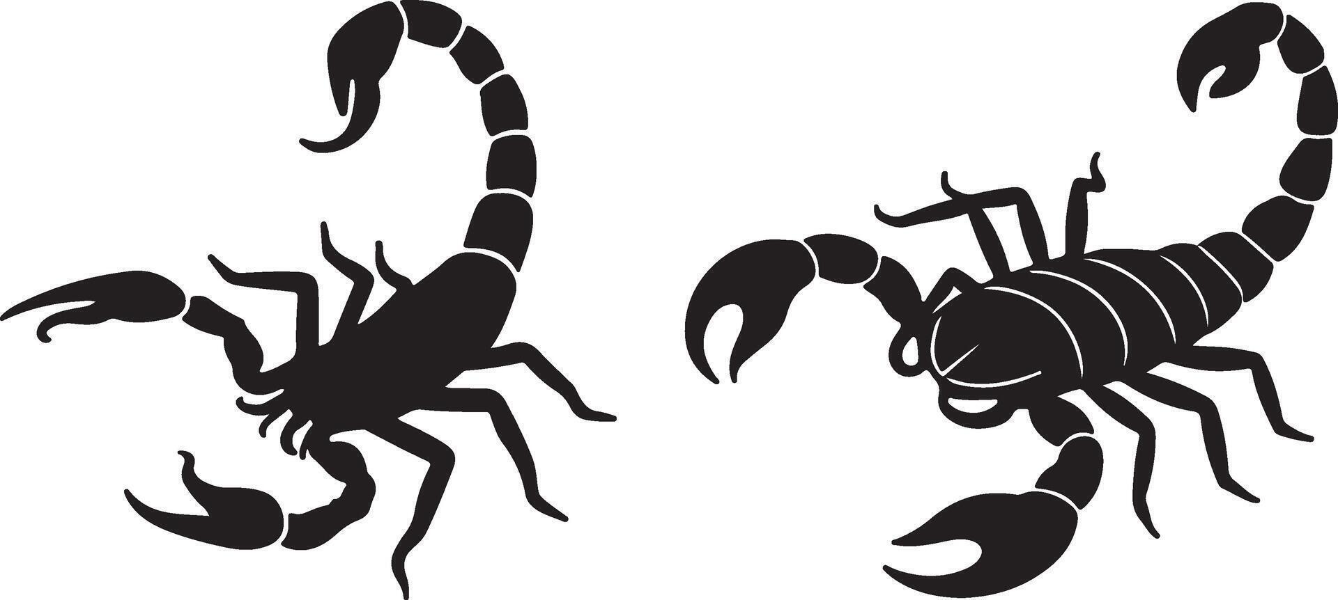 Scorpion Logo Collection, Sharp Black Scorpio Illustration Graphics for Branding vector