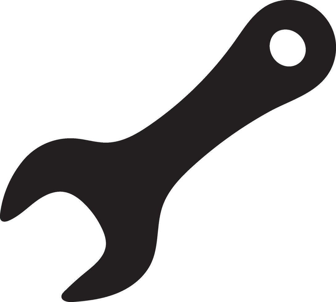 Wrench Icon Black And White, Flat Tool Silhouette Illustration Graphic for Logos And Engineering vector