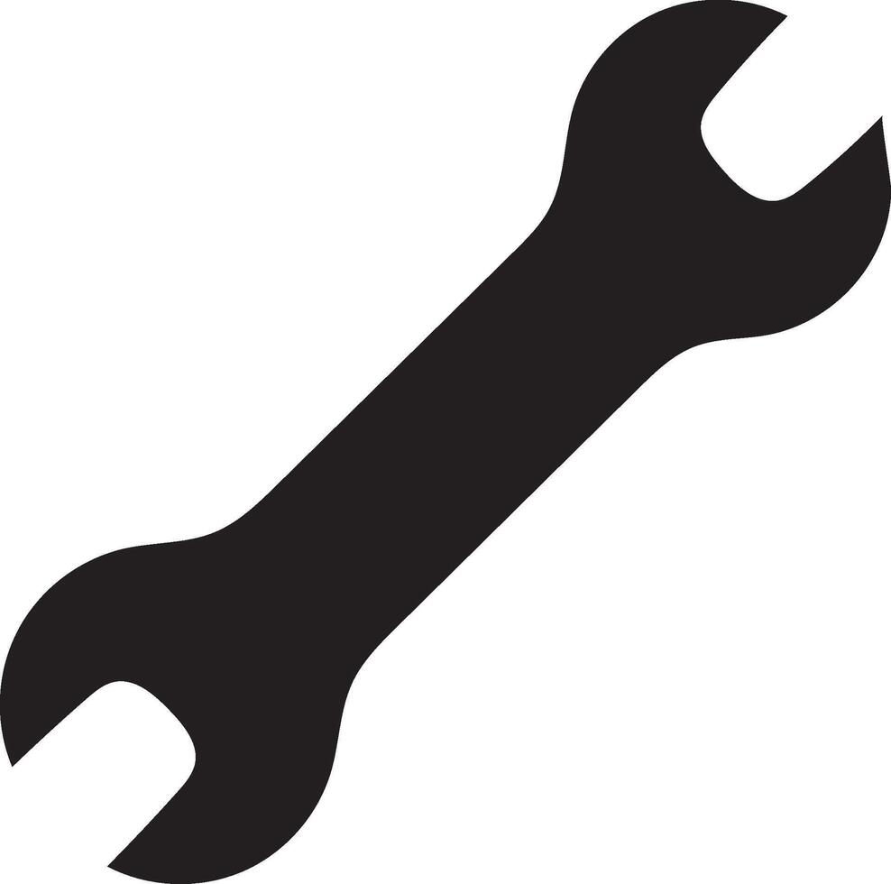 Mechanical Tool Illustration, Wrench Silhouette in Black And White vector