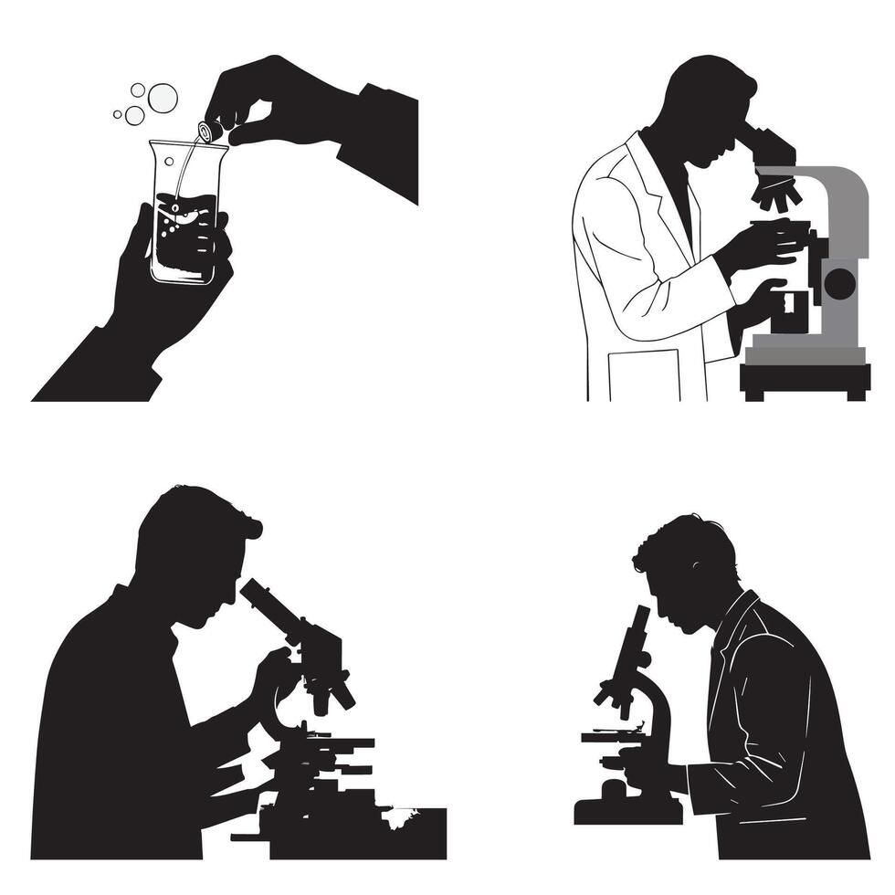 Silhouette of lab experiment vector