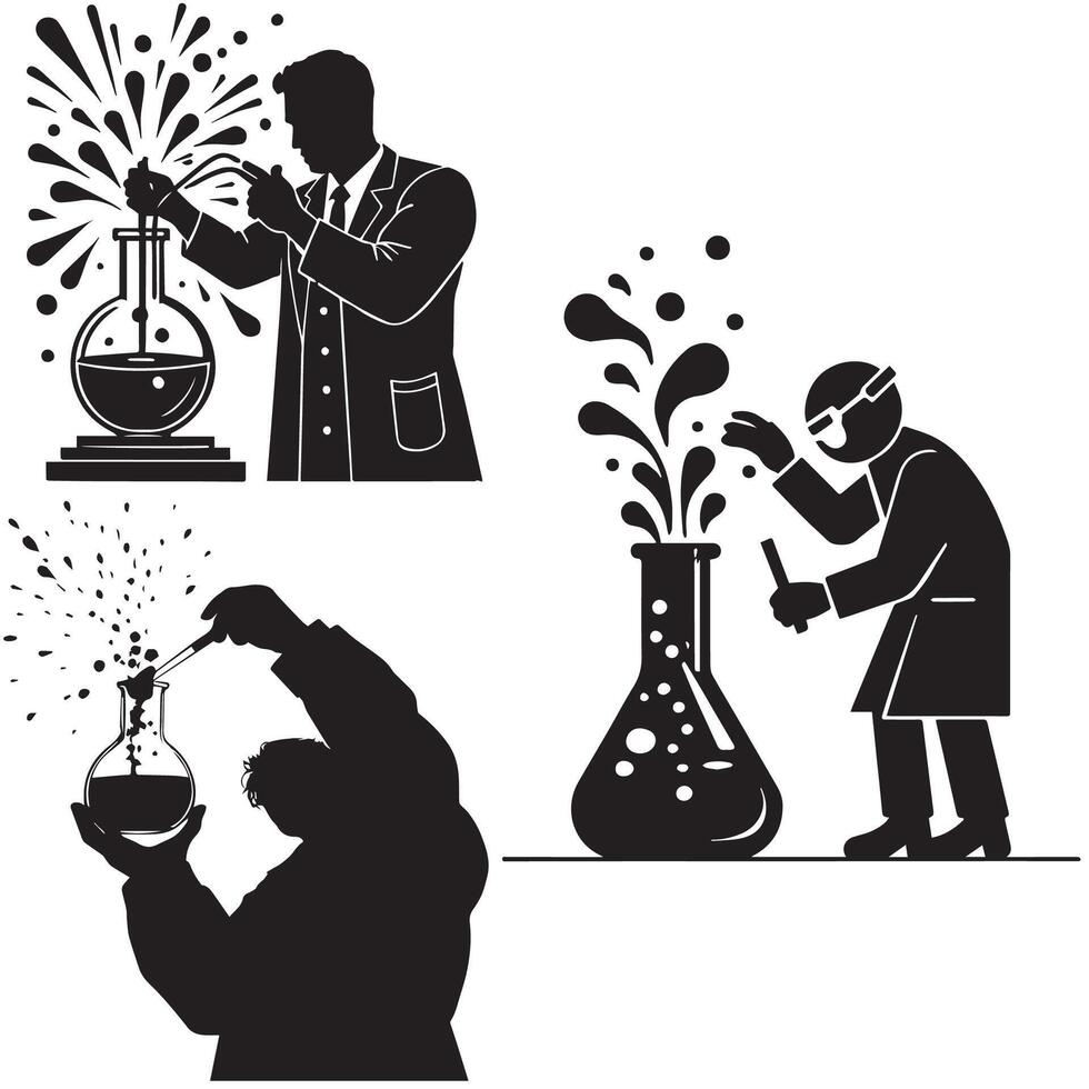 Silhouettes of Lab Research vector