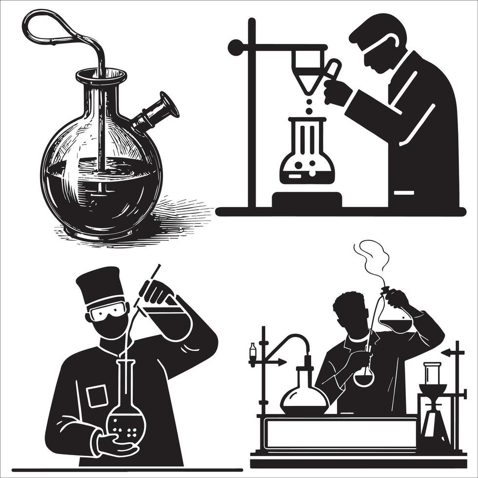 Silhouetted of Experimentation vector
