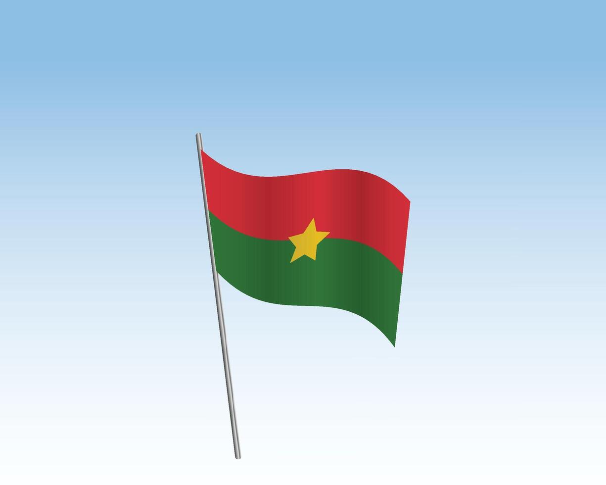 Realistic illustration of Burkina Faso flags. flag waving in the wind against a blue sky vector
