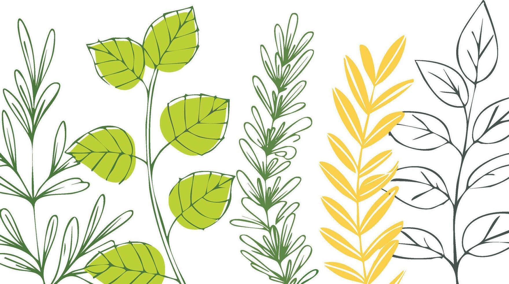 leaves hand drawn style vector
