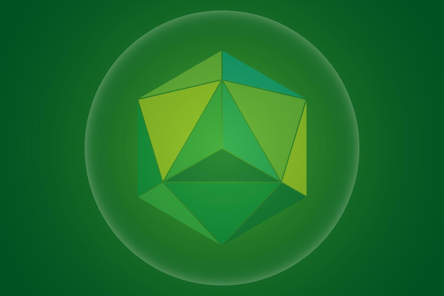 Sacred Geometry, Mystical Merkaba spiritual new age symbol, geometric triangles and blurry circle, design isolated on green background vector