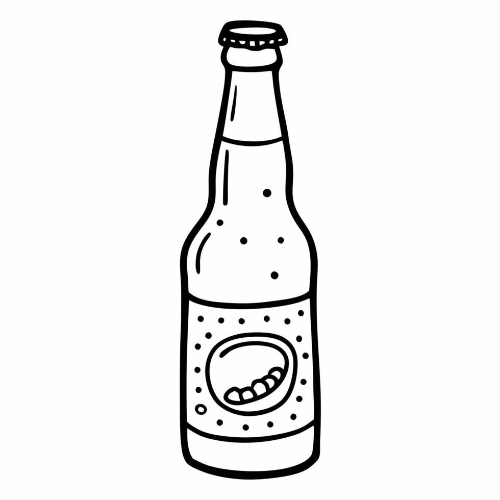 Hand Drawn Soda Bottle Illustration with Bubbles and Cap vector