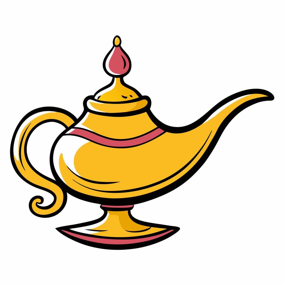 Golden Ornate Magic Lamp Illustration Whimsical Fantasy Theme vector