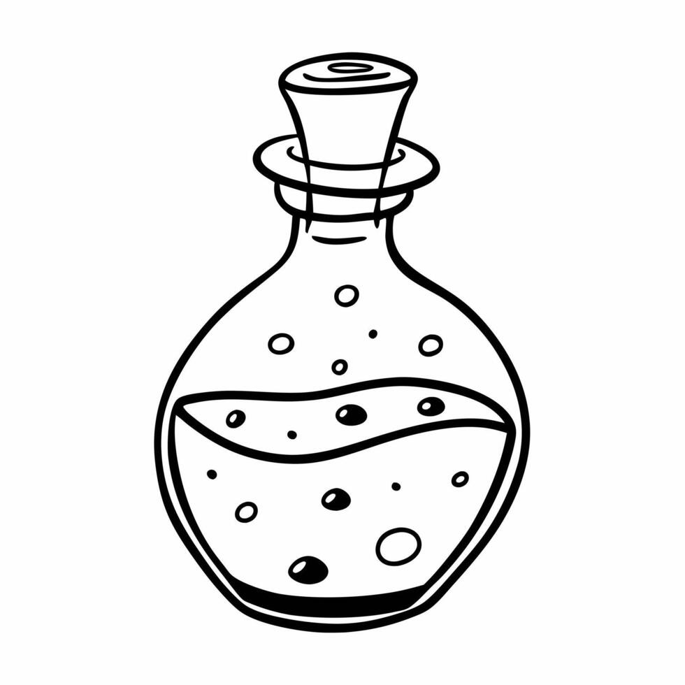 Hand Drawn Potion Bottle Illustration for Magical and Fantasy Themes vector