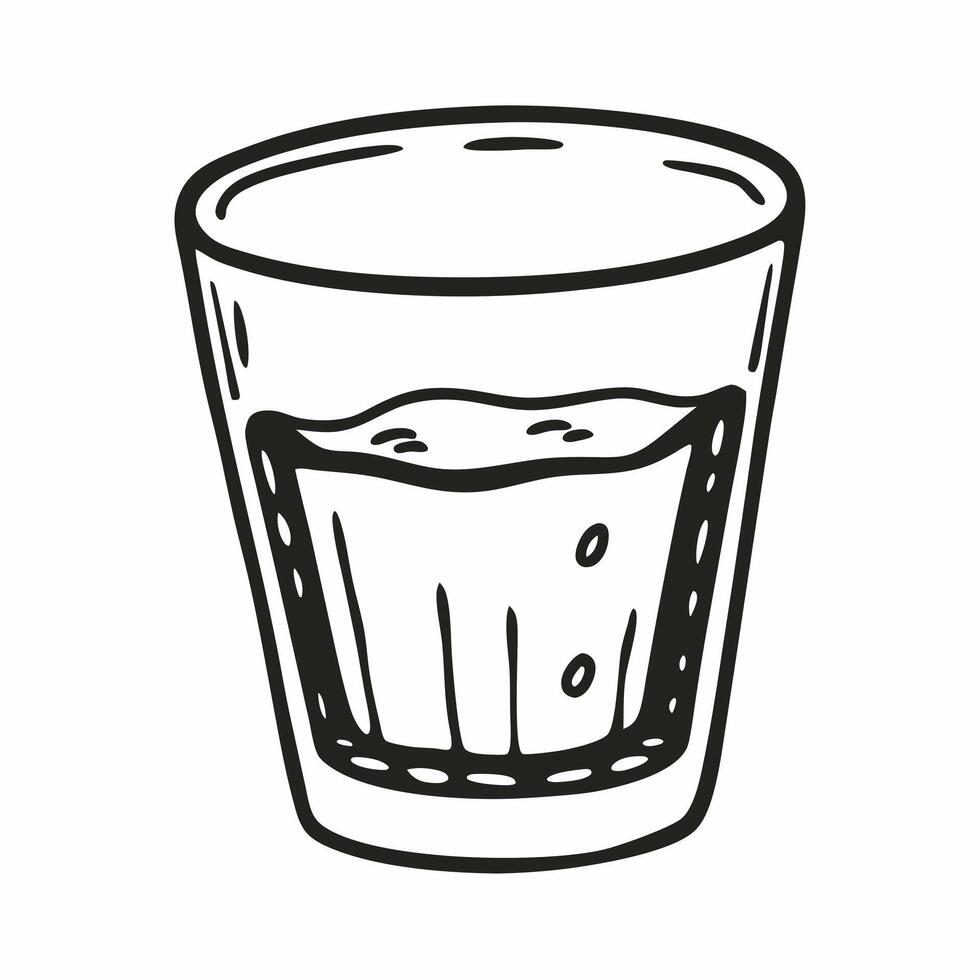 Hand Drawn Illustration of a Water Glass Icon for Beverage and Refreshment Themes vector