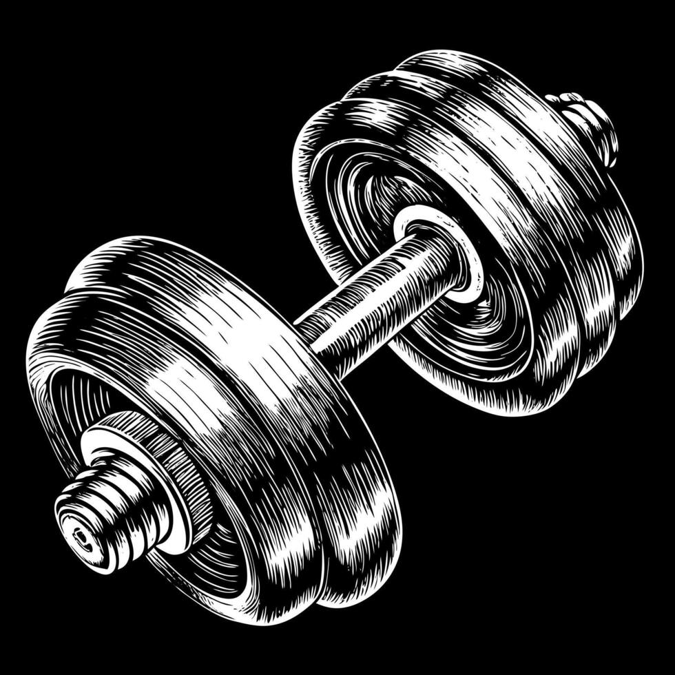 Vintage Hand Drawn Dumbbell Illustration for Fitness and Exercise Concepts vector