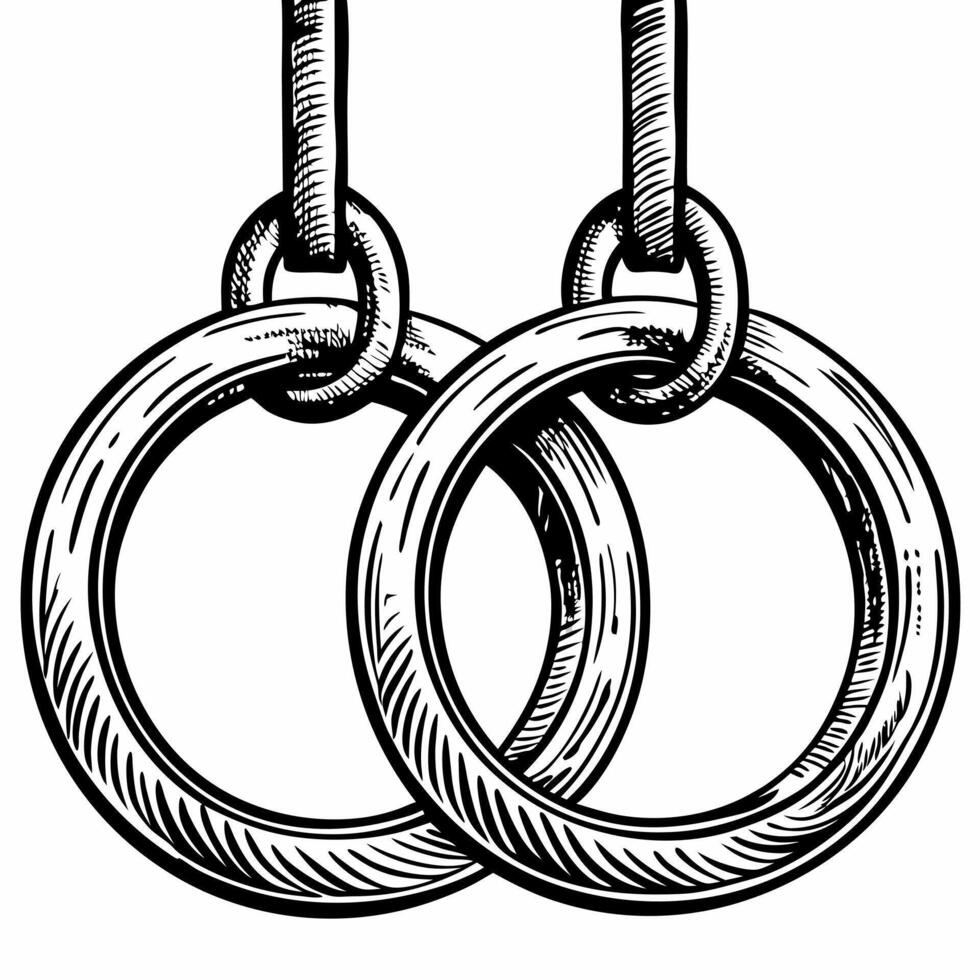 Hand Drawn Gymnastic Rings on White Background Vintage Style Illustration vector