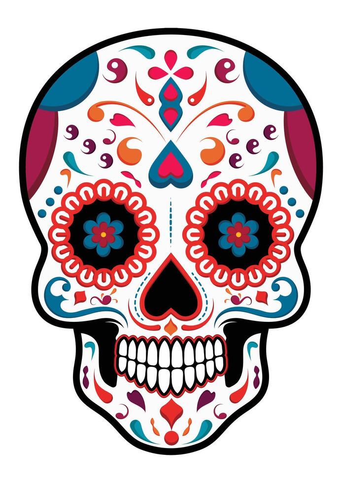 Skull, Day Of The Dead, Dia De Los Muertos flat design isolated on white background vector