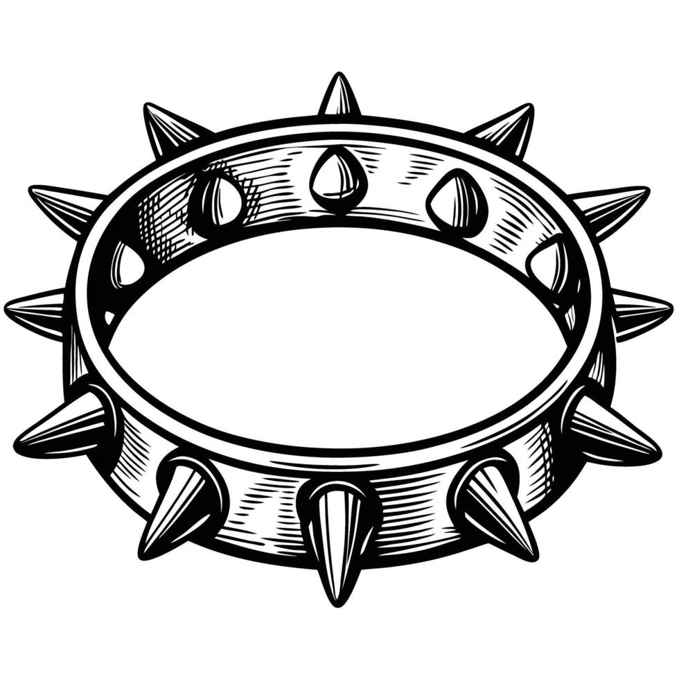 Spiked metal collar gothic punk fashion accessory illustration vector