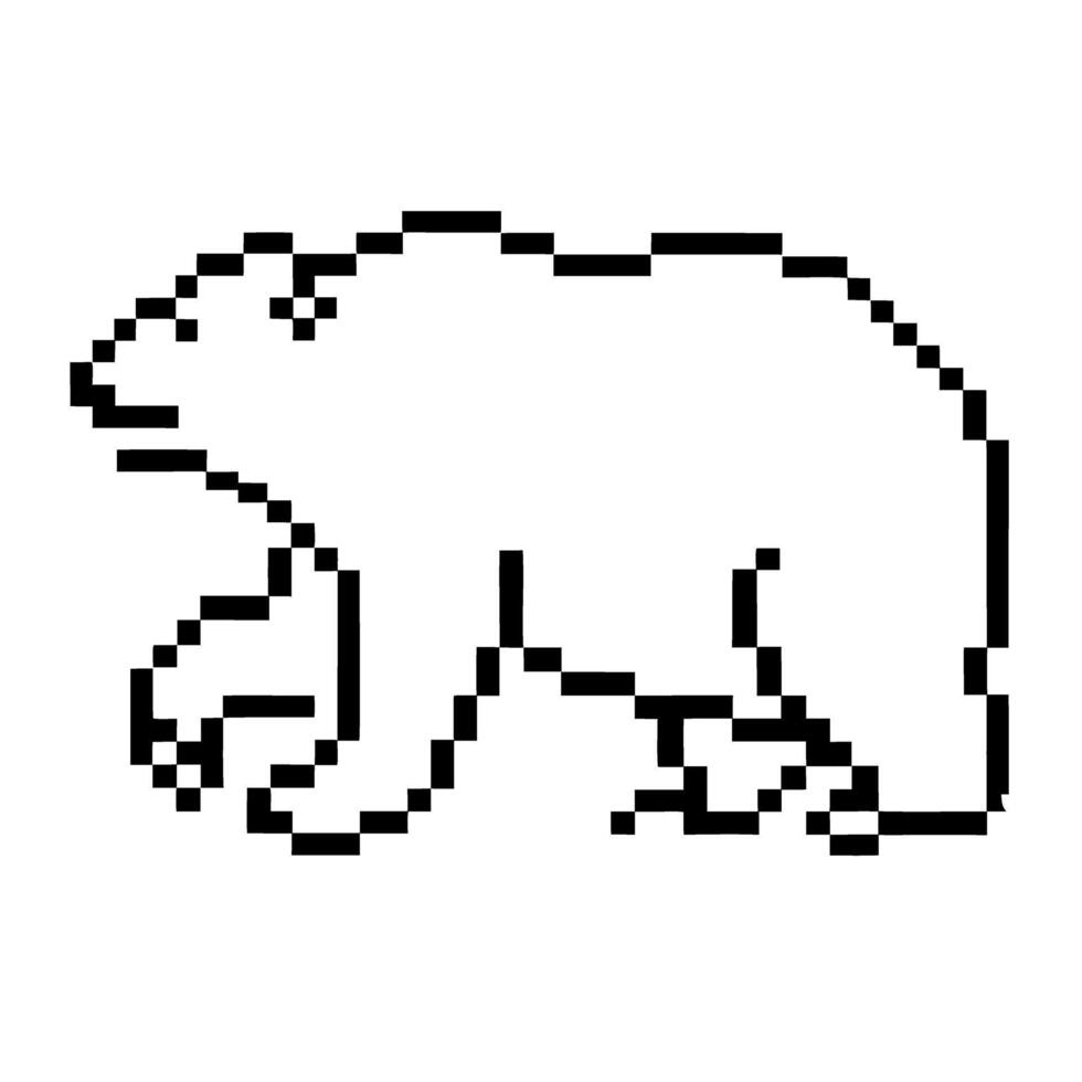 pixel polar bear illustration black and white digital art of polar bear in retro 8 bit vector