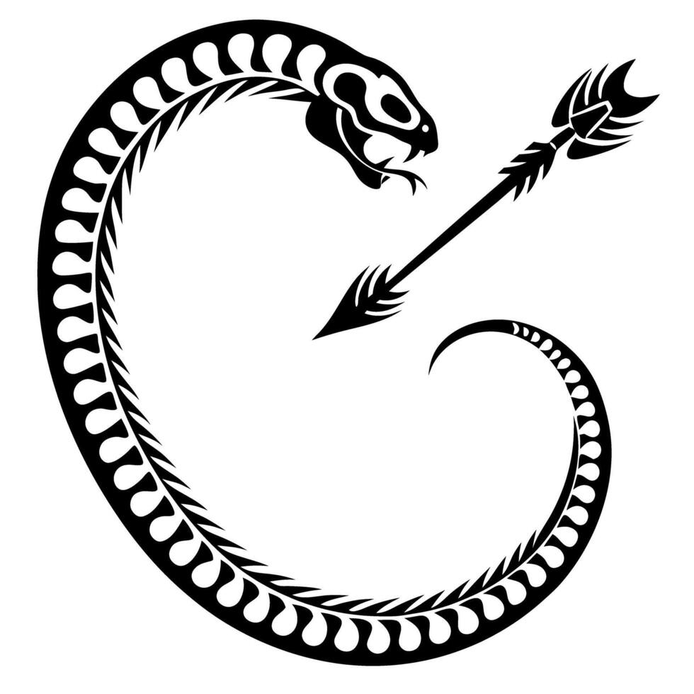 snake and arrow tribal tattoo design with bold black curves and intricate details vector