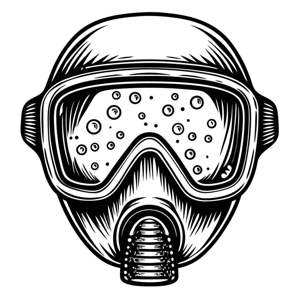 retro gas mask illustration with goggles for safety and protection concept vector