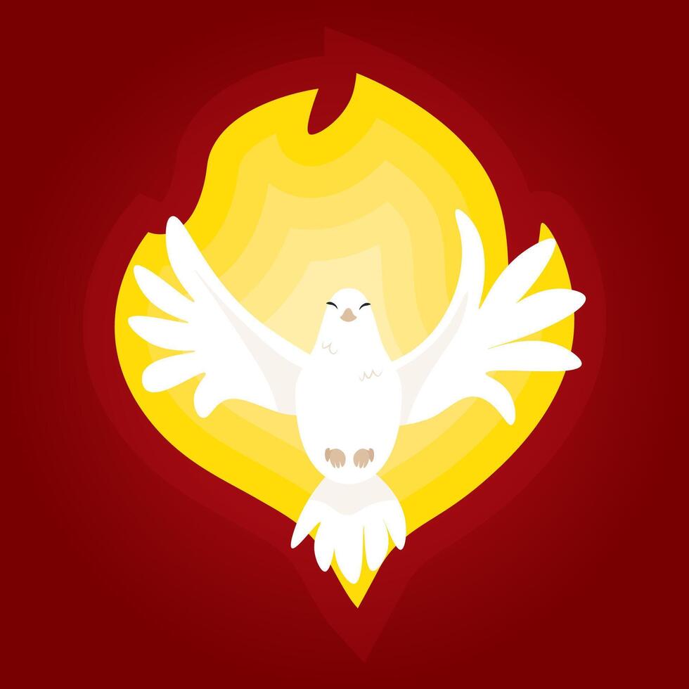 White blue symbol of the Holy Spirit tongues of flame on a red background to Pentecost vector