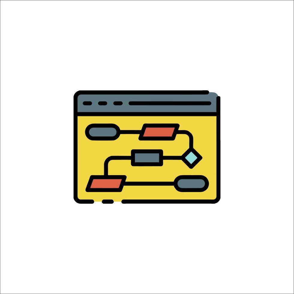 A computer screen with a line drawing of a computer vector