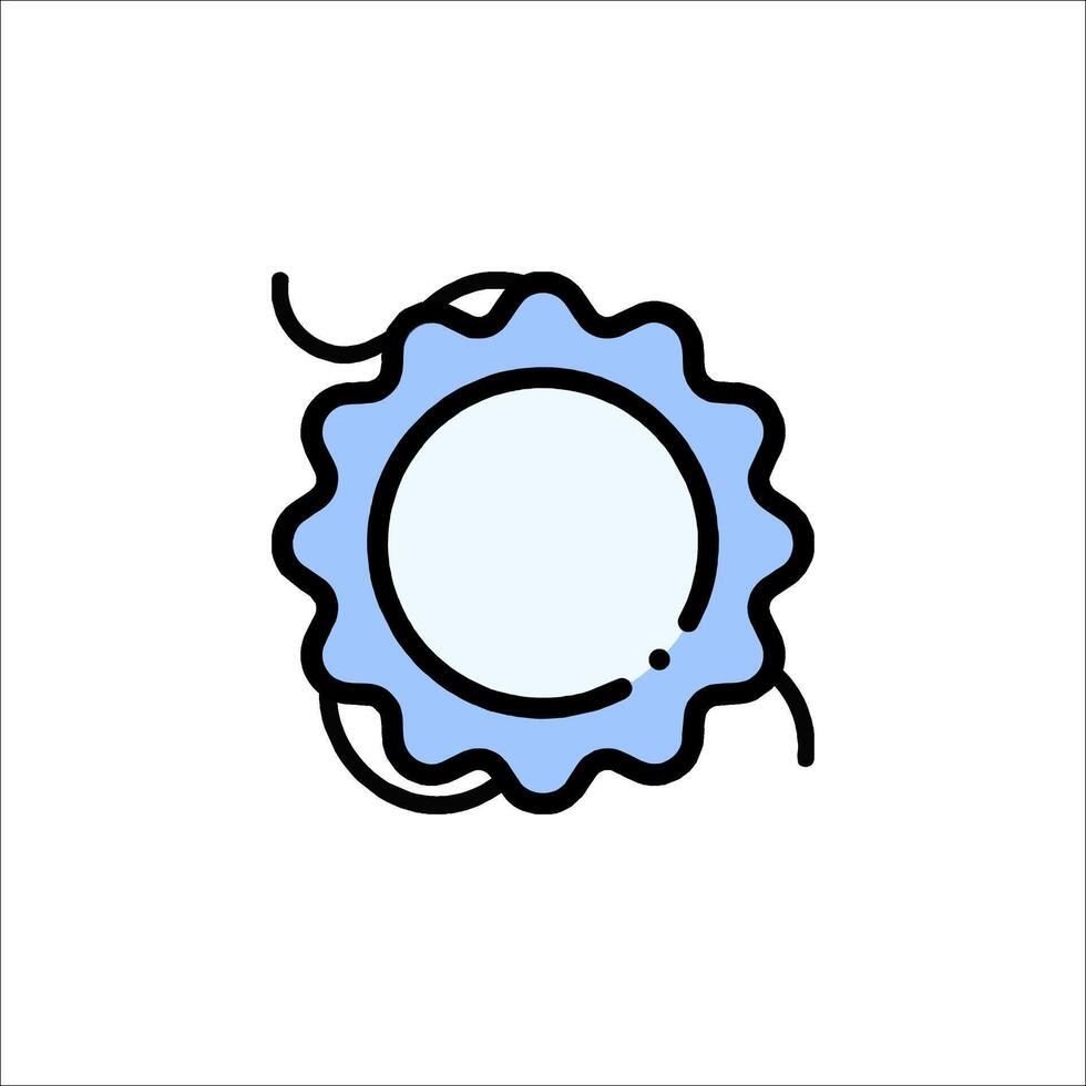 A blue and white icon of a round object vector