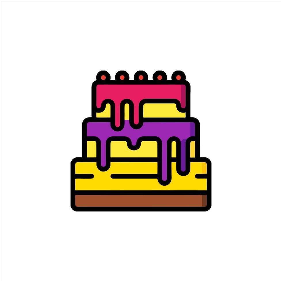 A cake with a colorful icing on top vector