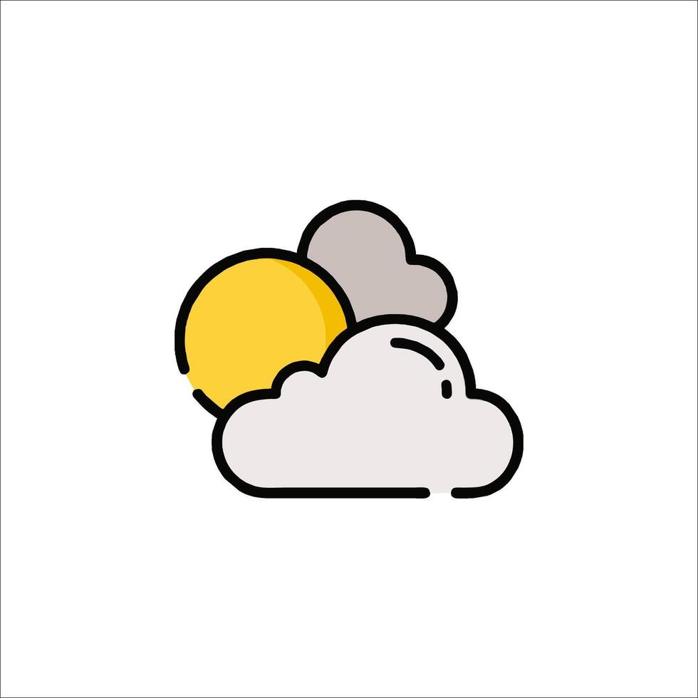A weather icon with clouds and sun vector