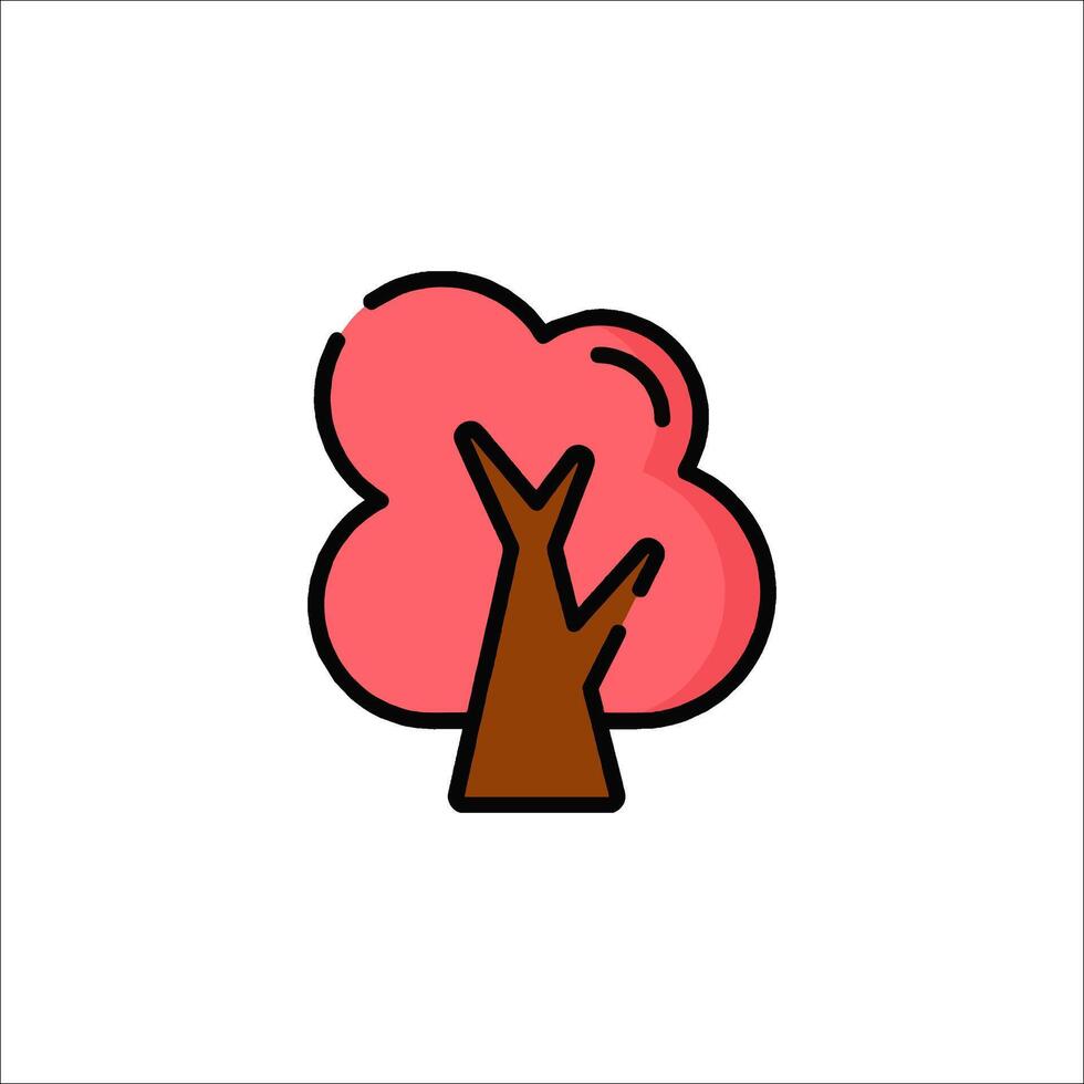 A pink tree icon with a brown trunk vector